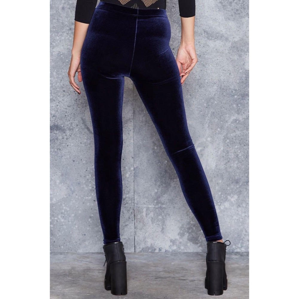 🔴High waisted blue velvet leggings size small🔴